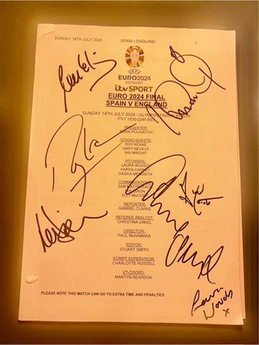 LOT 26 - Signed Running Order of the UEFA Euro 2024 Final - Saturday 14th July 2024 at Olympiastadion, Berlin